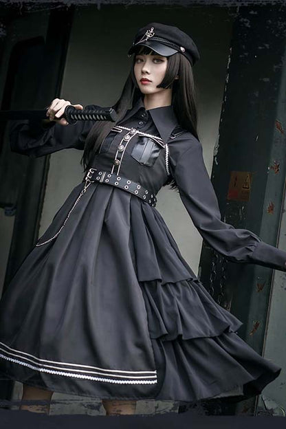 Black Gothic Lolita JSK Dress with Night Owl and Cool Style