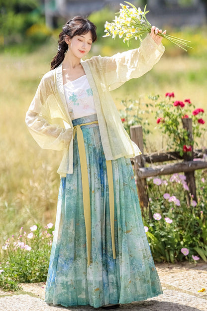 Long-Sleeved High-Waist Embroidered Hanfu Outfit Set
