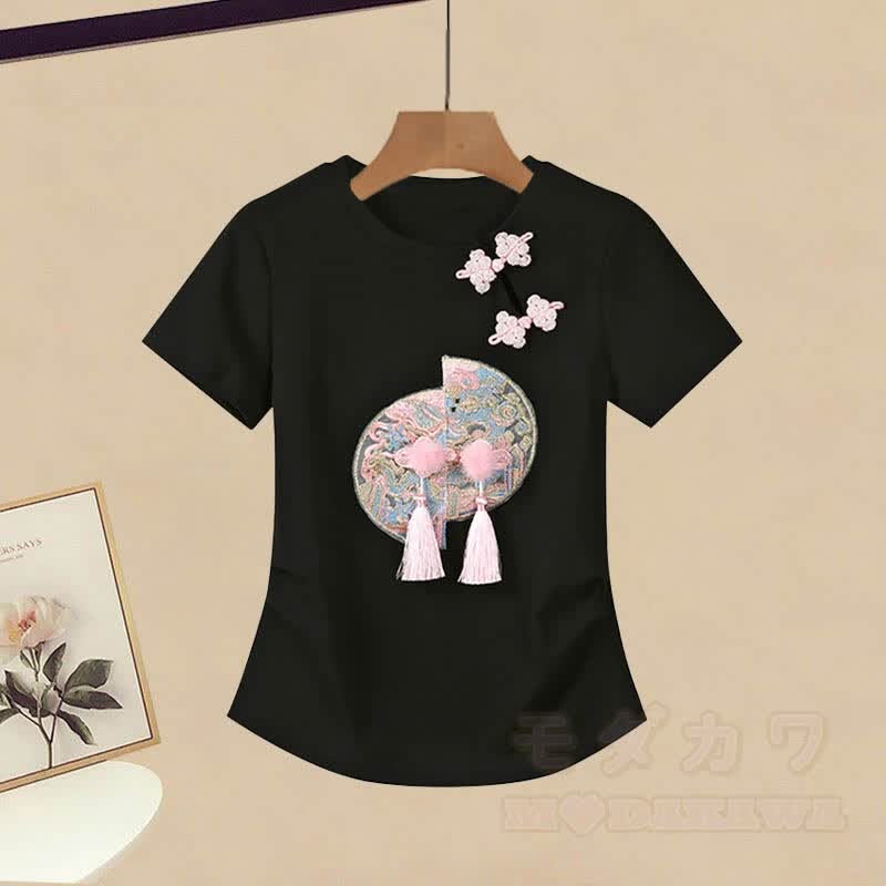 Skirt T-shirt Pieces Set Tassels Buckle Horse-face Two Vintage