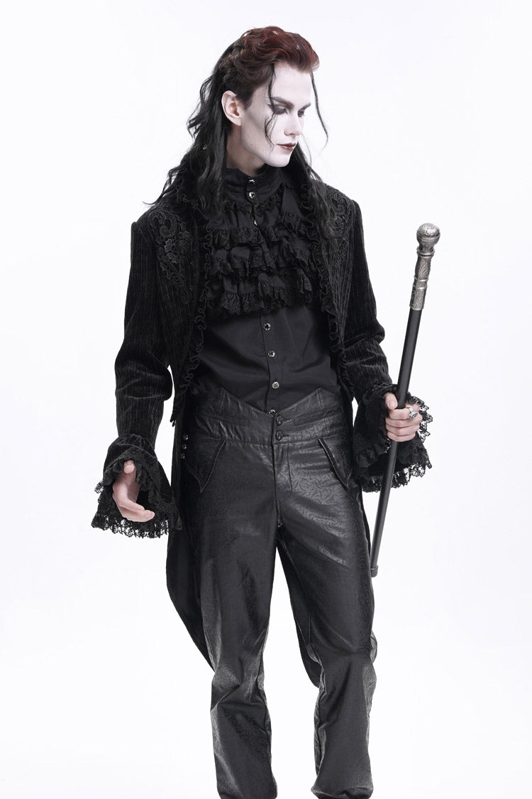 Men's Gothic Jacket with Swallow-tailed Hem and Lace
