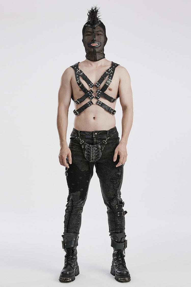 Unisex Steampunk Hood Mask with Mesh and Mohawk Detail