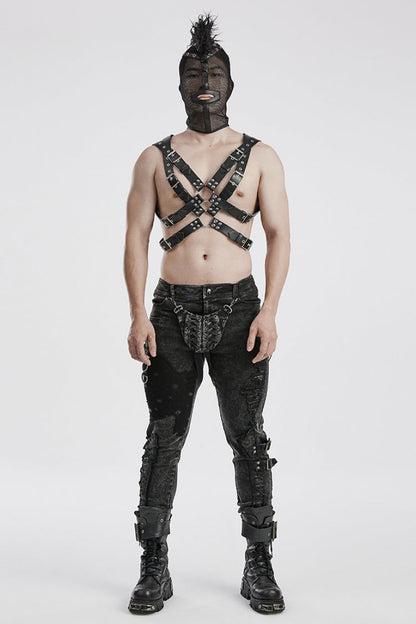 Unisex Steampunk Hood Mask with Mesh and Mohawk Detail