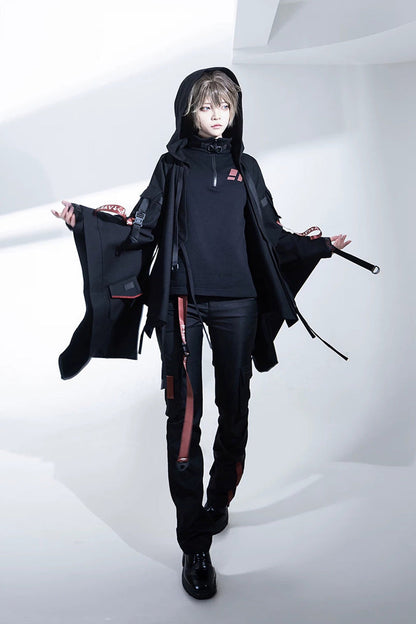 Stand Collar Long-Sleeve Gothic Prince Ouji Pants Set