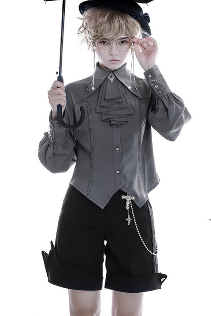 Punk Style Asymmetric Black Shorts Ouji Lolita Design