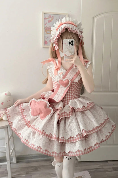 Rose Star Grant Angel Triple Layer Print Ruffle Sweet Lolita Dress
