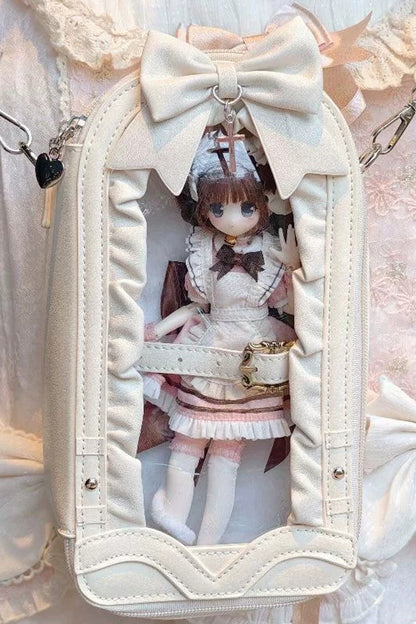 Gothic Ita Bag with Cross Bow and Gathered Trim Window Doll Design