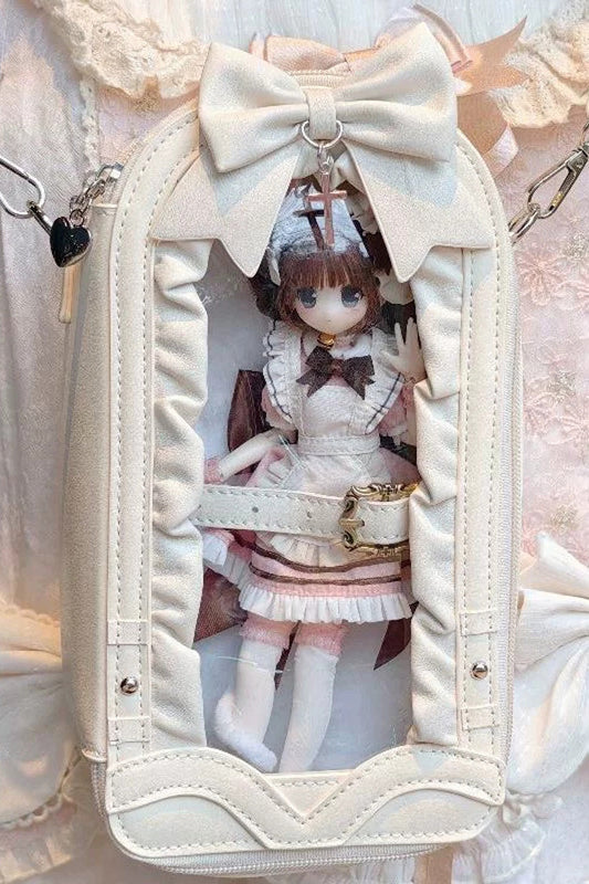 Gothic Ita Bag with Cross Bow and Gathered Trim Window Doll Design