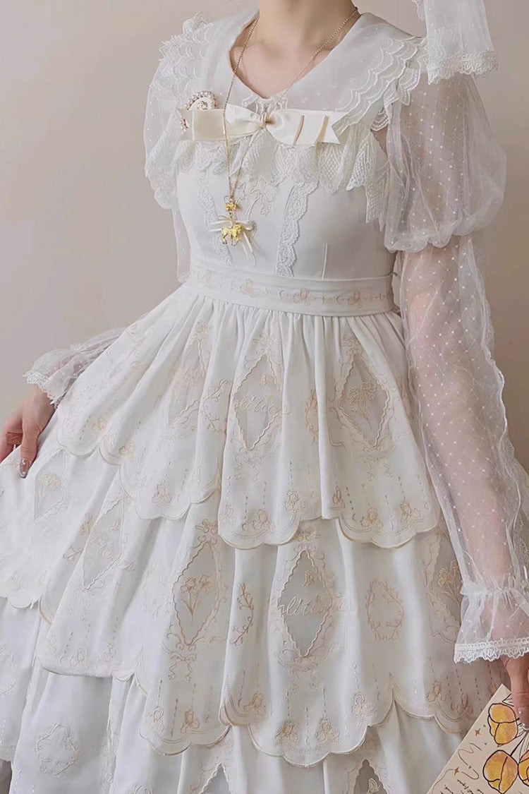 Ivory Multi-Layer Hollow Embroidered Sweet Lolita JSK