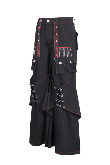 Gothic Trumpet Pants with Contrast Stitching