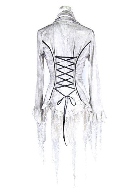 Gothic Lace-Up Back Blouse with Tassels