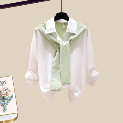 Stripe Casual Print Pants Wide Shirt Leg