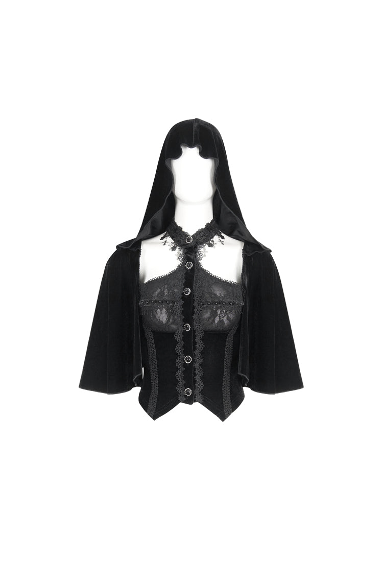 Hooded Gothic Cloak with Lace Details