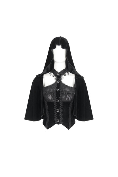 Hooded Gothic Cloak with Lace Details
