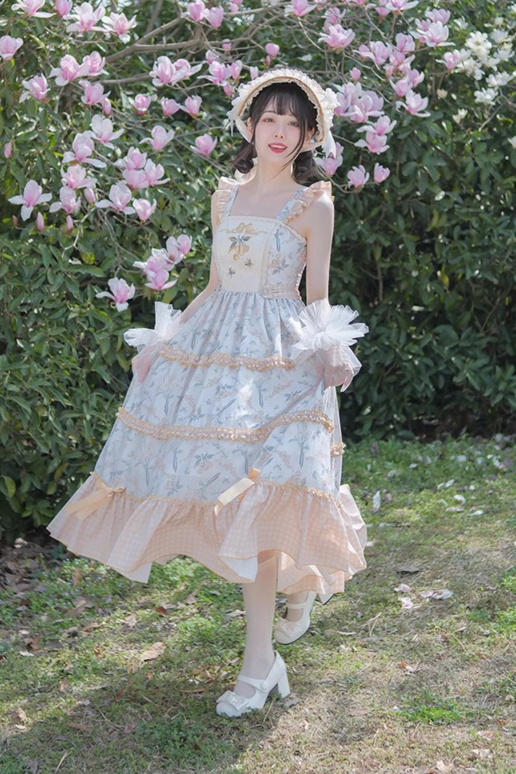 Butterfly and Cherry Embroidered Ruffled Sweet JSK Gown