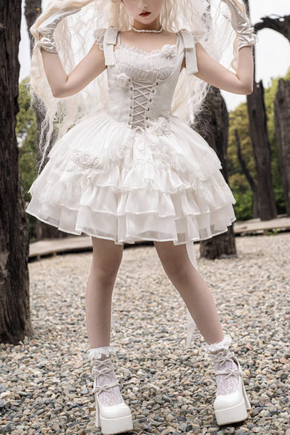 White Rose Multi-Layer Gothic Lolita JSK Dress