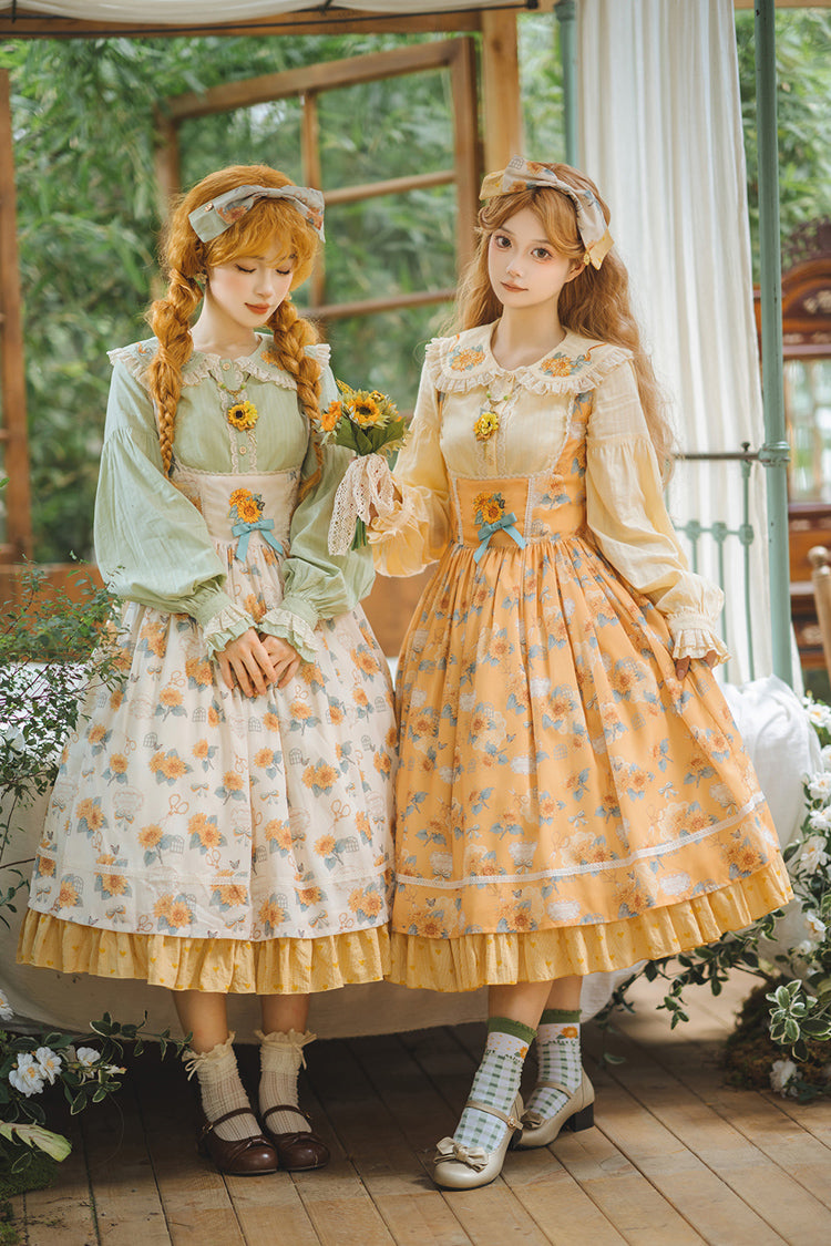 Amber Sleeveless Ruffled Bow Sunflower JSK Chic Attire