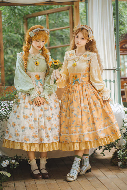 Amber Sleeveless Ruffled Bow Sunflower JSK Chic Attire