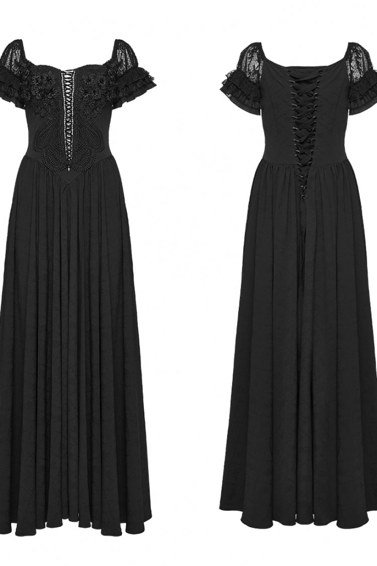 Off Shoulder Short Puff Sleeve Ruffled Hanayome Lace Gothic Elegant Dress