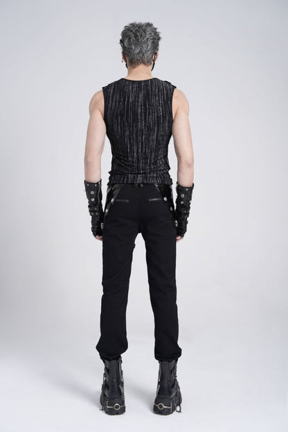 Ribbed Gothic Vest with Mesh and Zippers