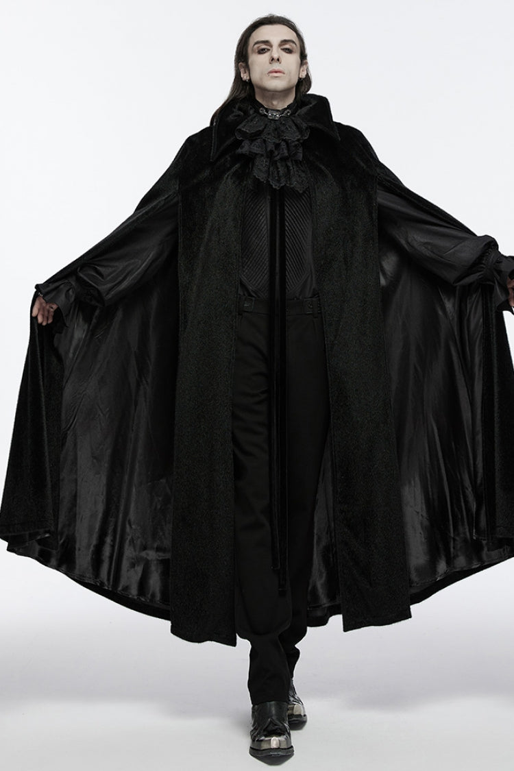 Gothic Bat-Embellished Coat with Strap Details
