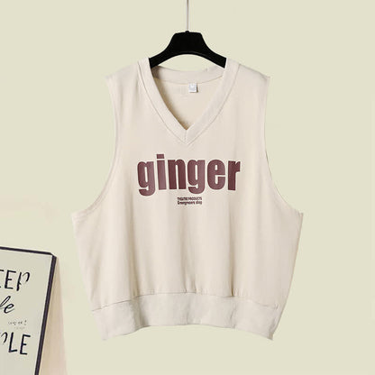 Denim Split Letter Lapel Plaid Skirt Print Vest Shirt