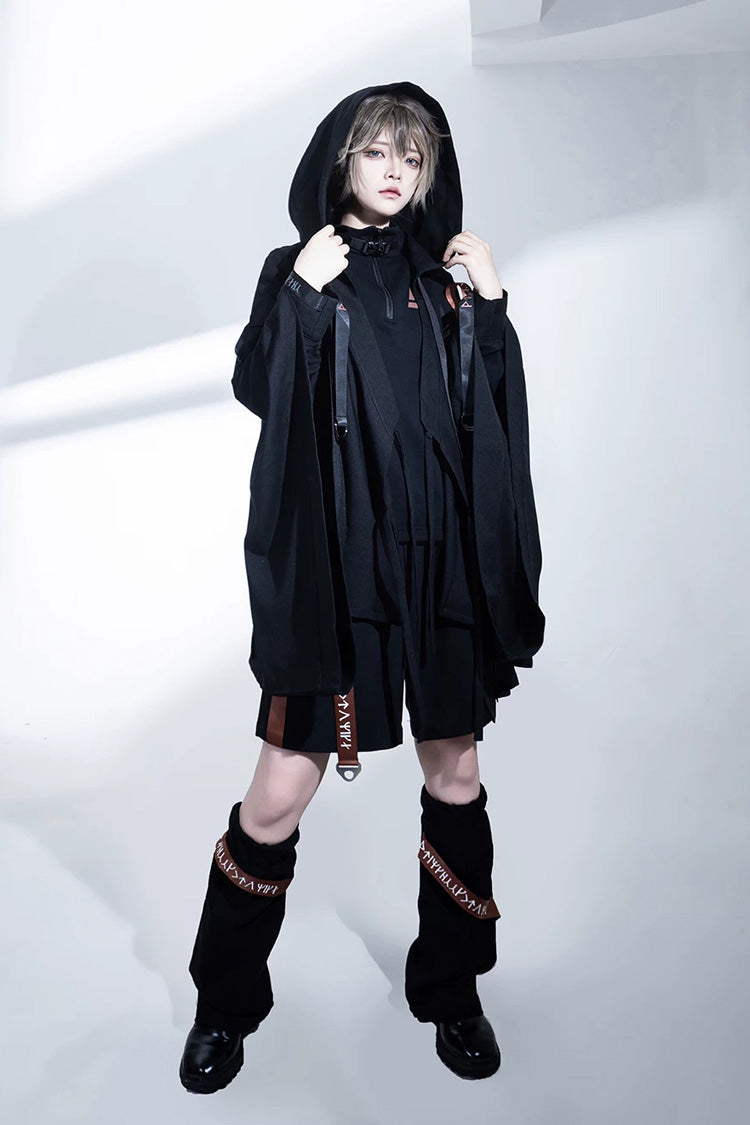 Stand Collar Long-Sleeve Gothic Prince Ouji Shorts Set