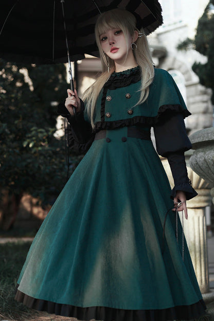 Emerald Potions School Long Sleeves Ruffle Bowknot Sweet Elegant Lolita Two-Piece