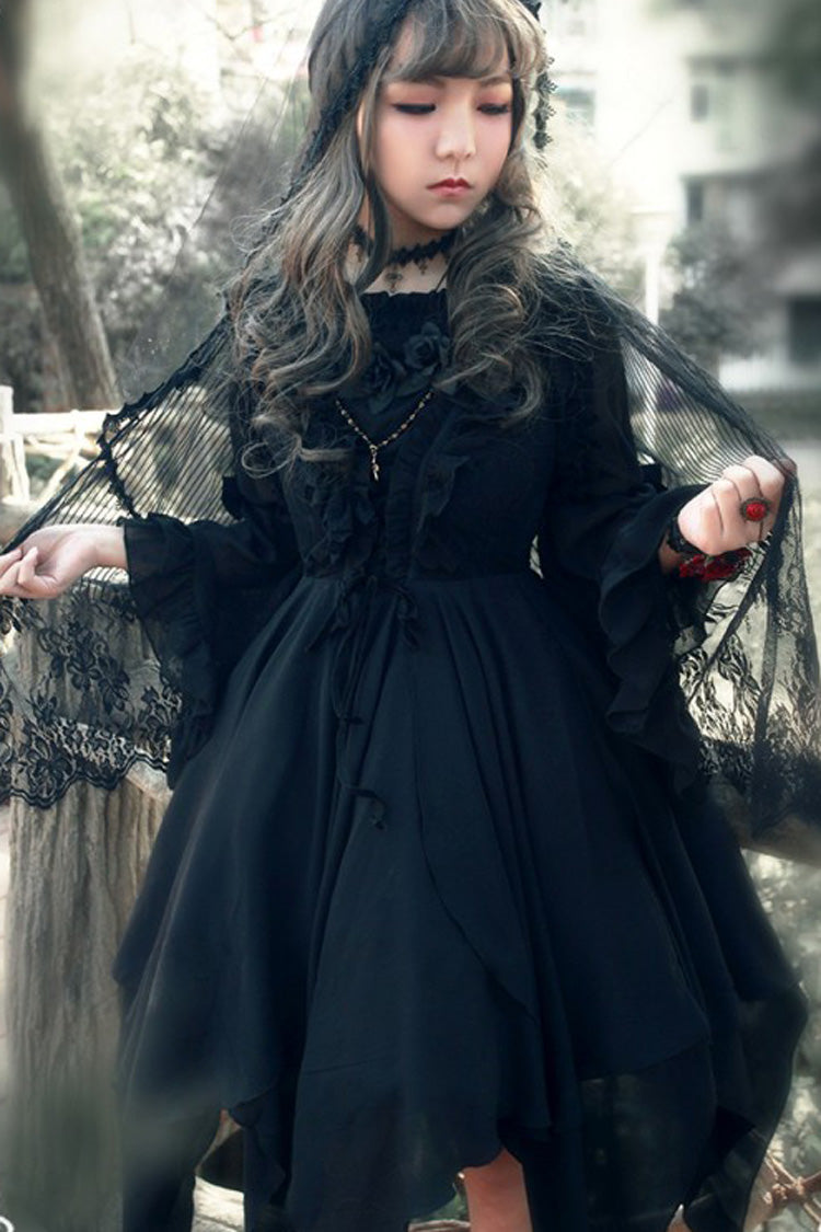Gothic Lolita Ballet of the Dead Double-Layered Embroidery Lace-Up JSK Dress