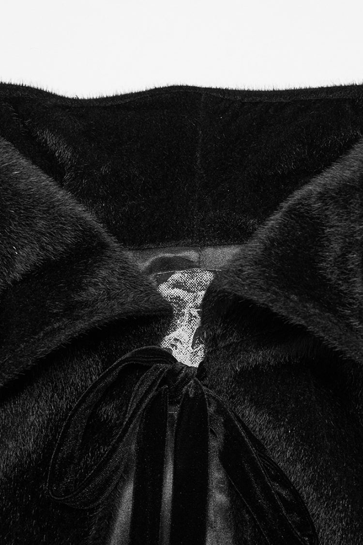 Gothic Bat-Embellished Coat with Strap Details