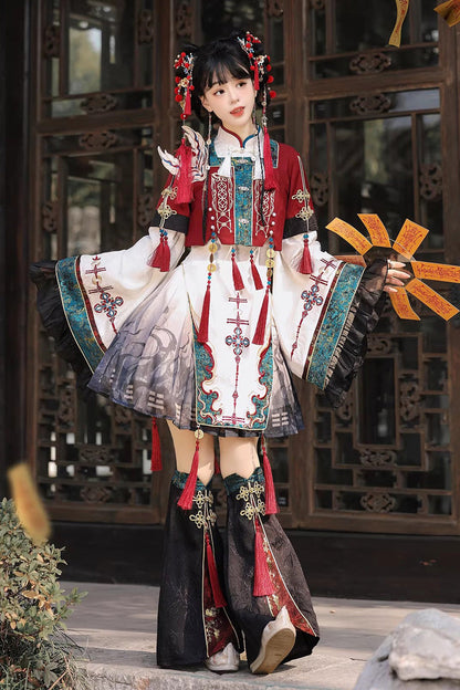 Printed Embroidered Chinese Style Lolita Dress - Multi-Color Fox Trace Codex