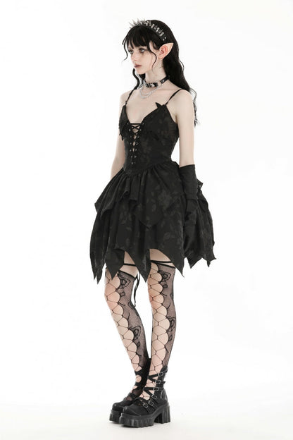 V Collar Sleeveless Halloween Printed Irregular Gothic Slip Dress