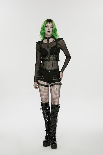 Punk Shorts for Her with Studded Details and Detachable Leg Harnesses