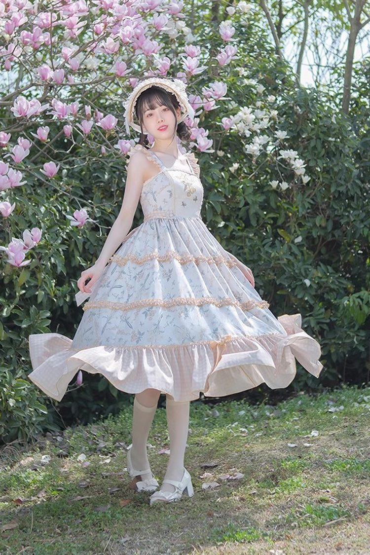 Butterfly and Cherry Embroidered Ruffled Sweet JSK Gown