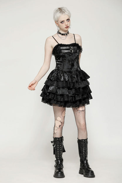 Ruffled Punk Slip Dress for Parties and Graduation