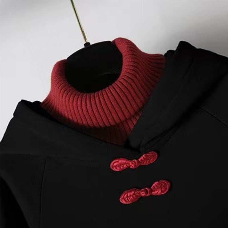 Robe sweat-shirt à capuche longue avec boucle Black Fox