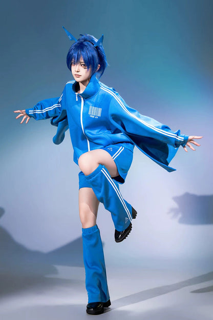 Stand-Collar Gothic Prince Coat with Trumpet Sleeves and Shorts