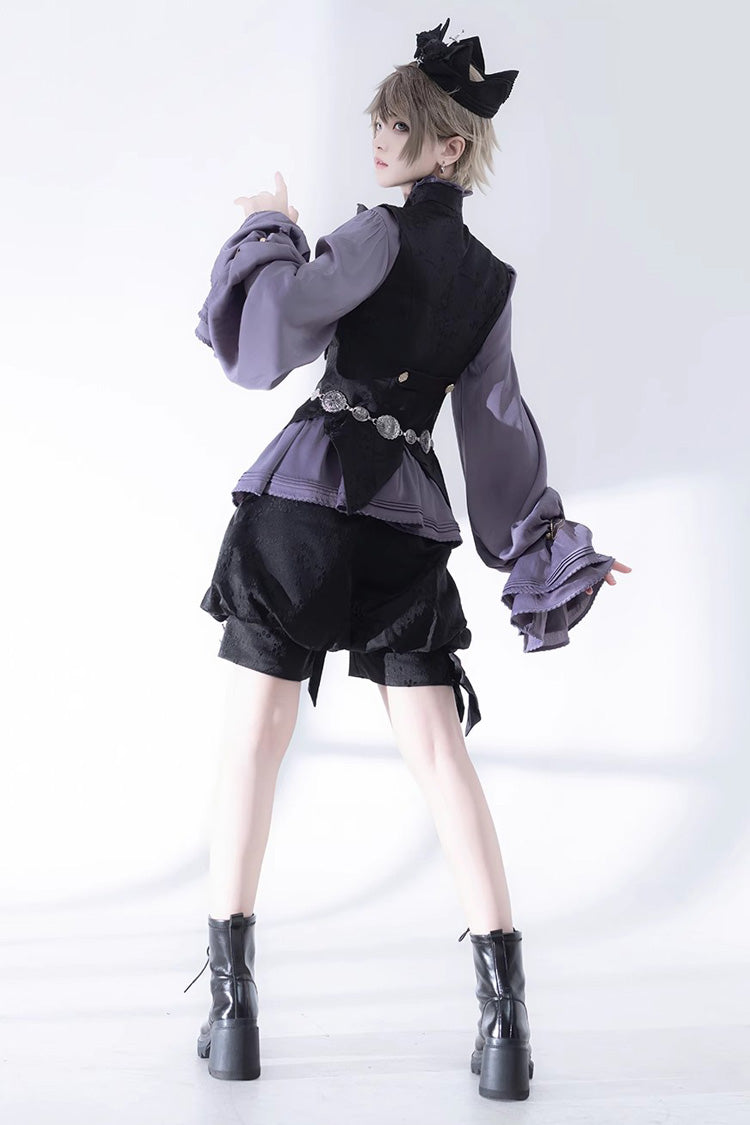 Ouji Vintage Gothic Rabbit-Hunt Print Lolita Shorts for Him