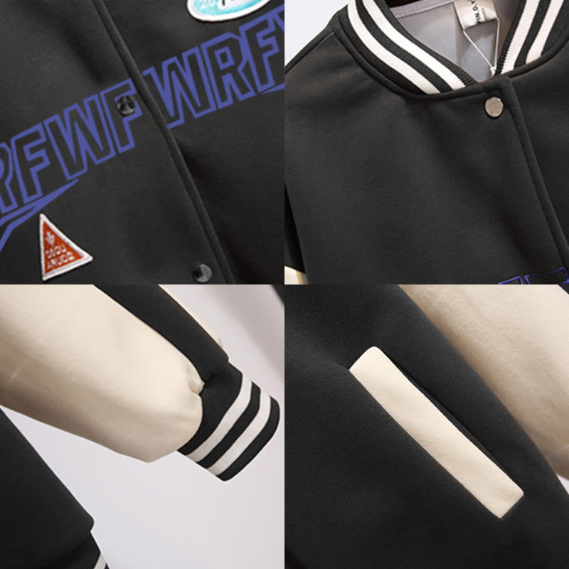 Letter Baseball Jacket Hoodie Pants Set