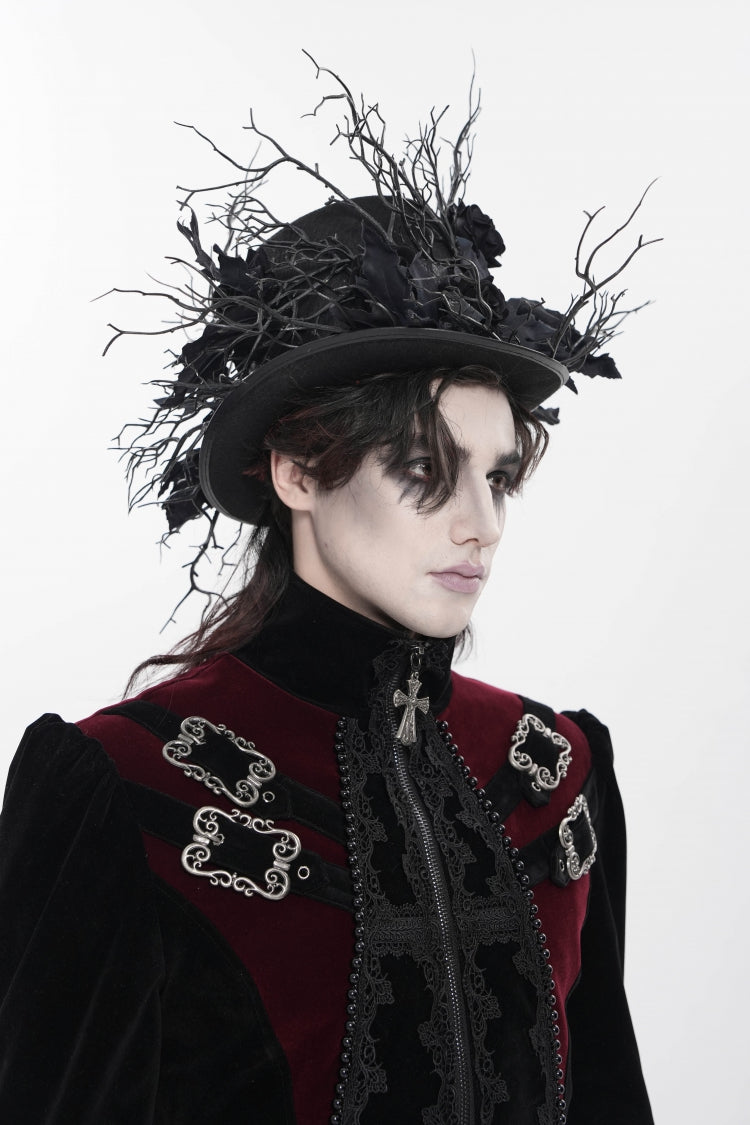 Gothic Hat with Rose Leaf and Branch Motif