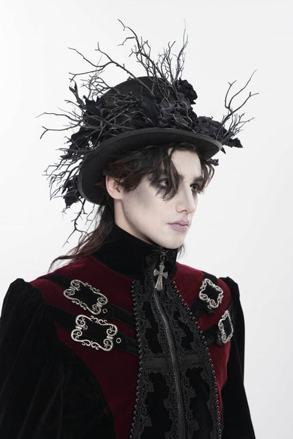 Gothic Hat with Rose Leaf and Branch Motif