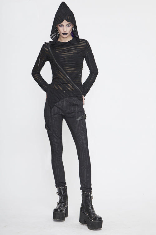 Womens Leather Pants with Circuit Design