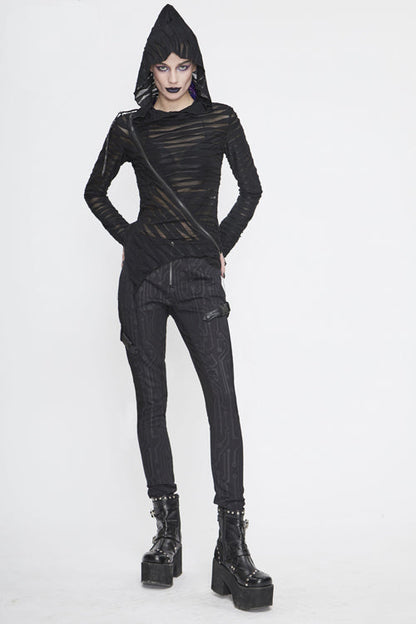 Womens Leather Pants with Circuit Design