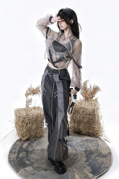 Infinite Battlefield Long Sleeves Printed Techwear Style Gothic Handsome Ouji Lolita Set