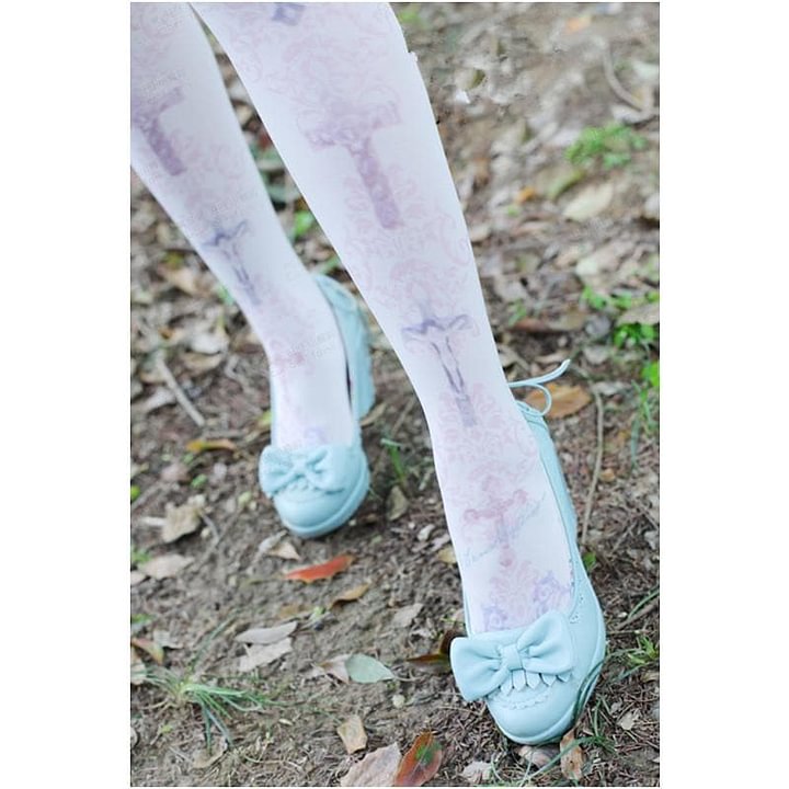 SpreePicky Lolita Pastel Cute Angels Crosses Printing Tights SP130266