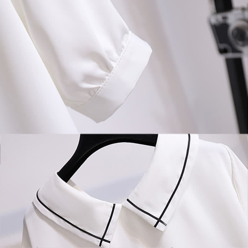 High Front Skirt T-Shirt Button Waist Chiffon