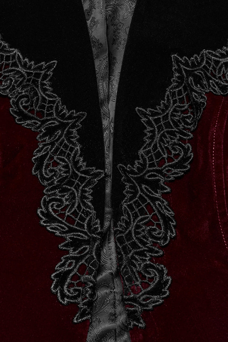 Floral Embroidery Lace-Up Gothic Jacket for Women