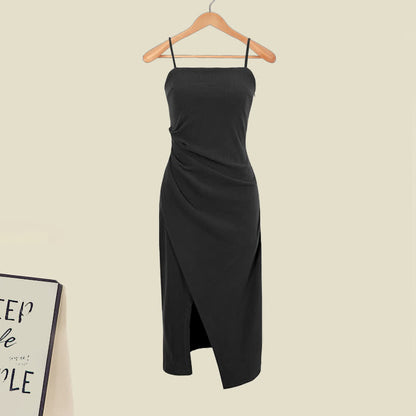 Hoodie Slip Split Ruffled Dress Short Cross