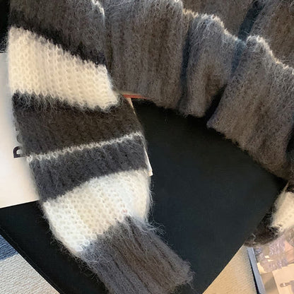 Sweater Stripe Chic Slip Two Dress Pieces