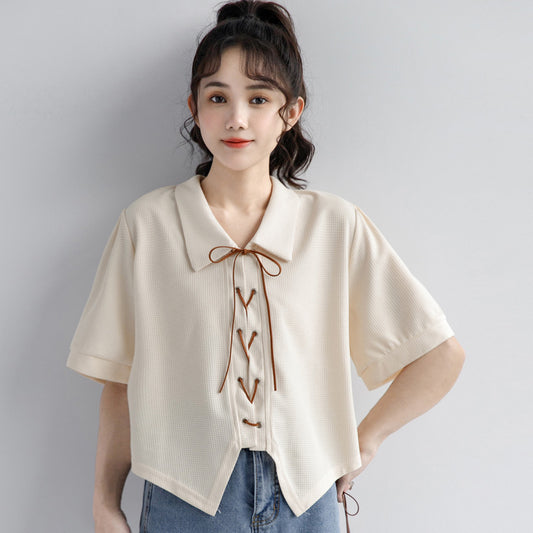 Casual Straps Bow Polo T-Shirt