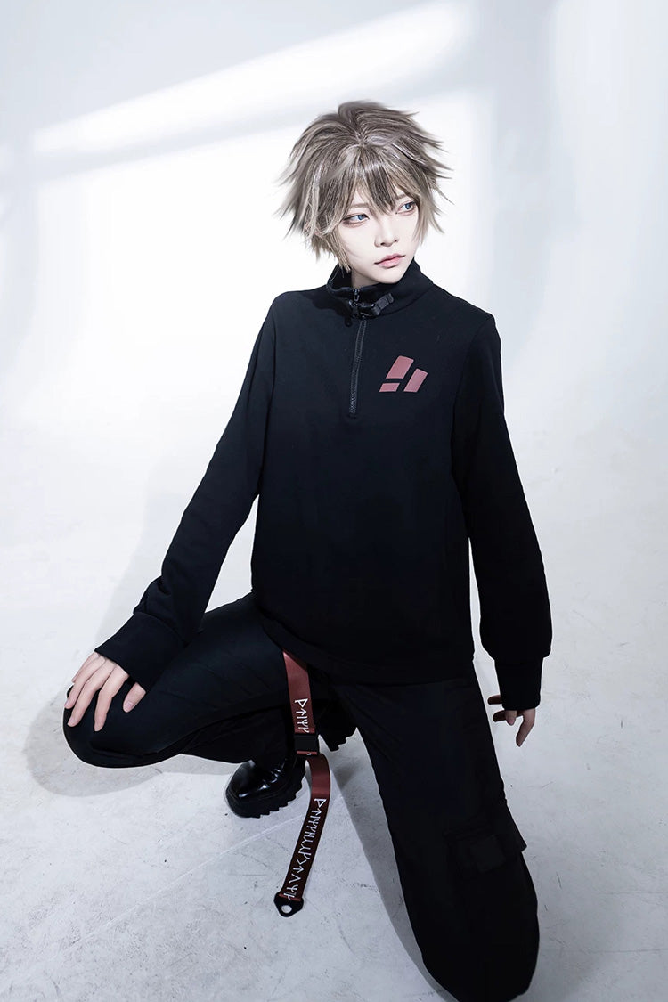 Stand Collar Long-Sleeve Gothic Prince Ouji Pants Set